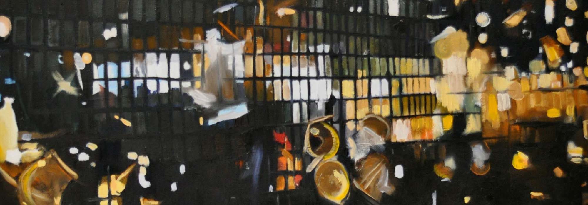Greg Bennet's artwork Diffused depicts the view from his apartment on a rainy night.