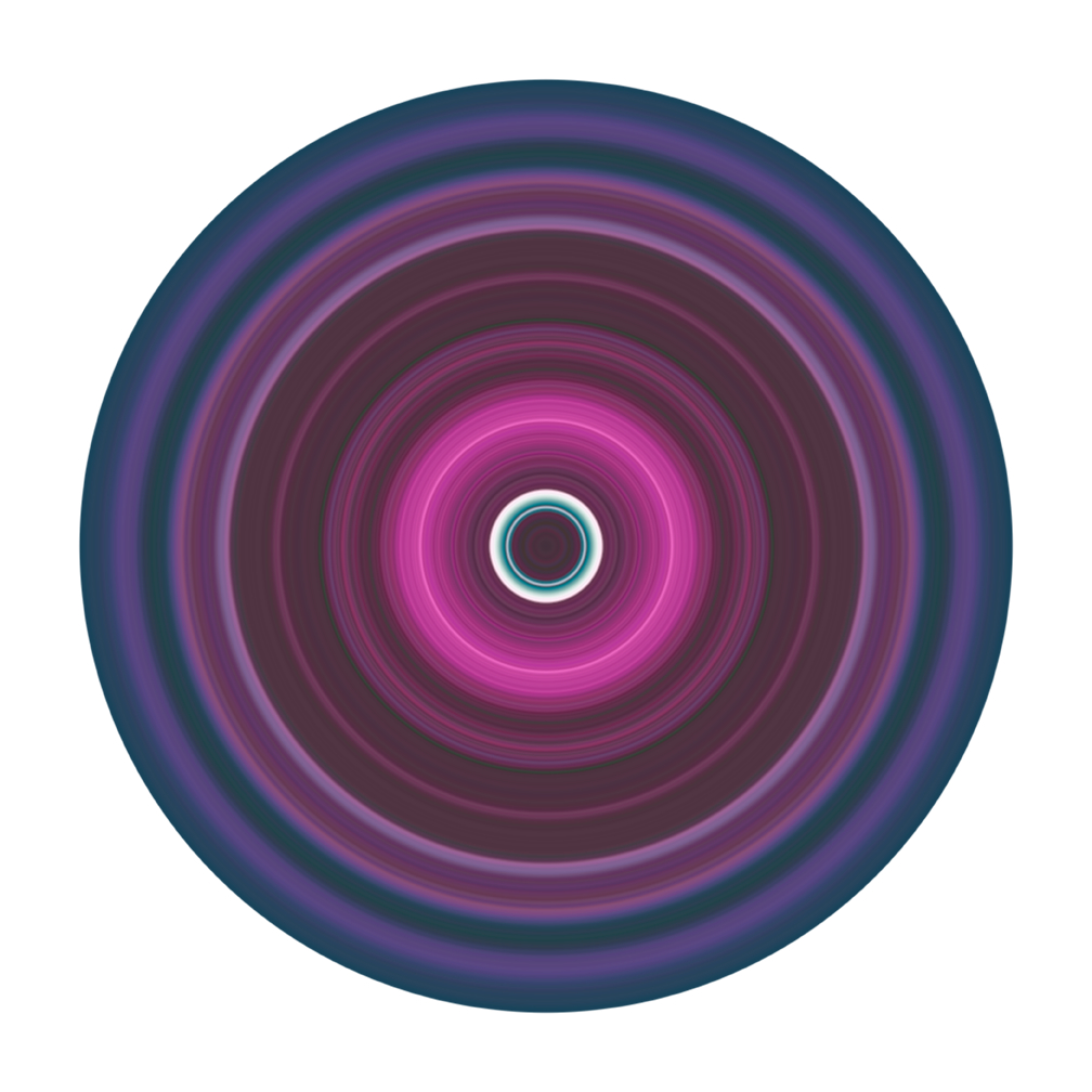 A swirly pink and purple circle representing Emile Benoit's album; Vive la Rose. Artwork by Peter Wilkins.